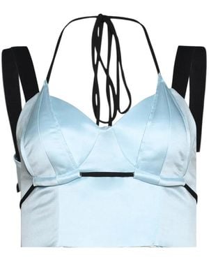 Natasha Zinko Satin-Finish Panelled Bra-Top - Blue