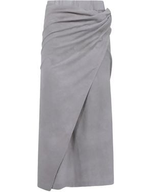 Ziggy Chen Draped Wrap Midi Skirt - Grey