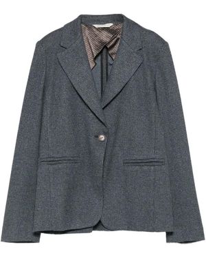 Max Mara Houndstooth-Pattern Single-Breasted Blazer - Grey