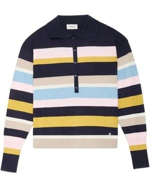 Ottod'Ame Horizontal-Stripe Long-Sleeve Polo Shirt - Blue