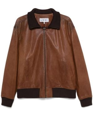 Loewe Lederjacke mit Reißverschluss - Braun