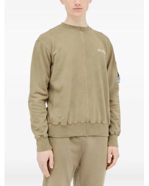 Space Available Topstitched Crew-Neck Sweatshirt - Natural