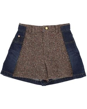 Sacai Panelled Denim Shorts - Brown