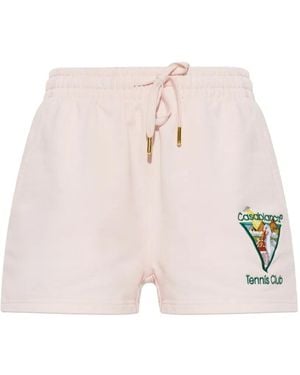 CASABLANCA Tennis Club Embroidered-Logo Shorts - Pink