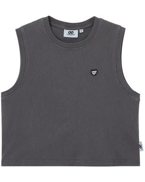 Chocoolate Heart-Appliqué Tank Top - Gray
