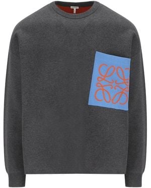 Loewe Logo-Patch Pocket Sweater - Grey