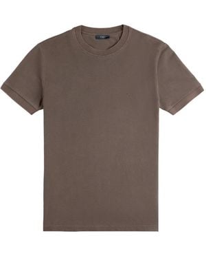 Fay Piquet Crewneck T-Shirt - Brown