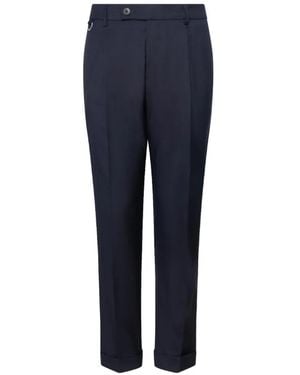 Low Brand Pressed-Crease Turn-Up Trousers - Blue