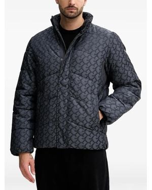Guess Logo-Print Padded Jacket - Grey