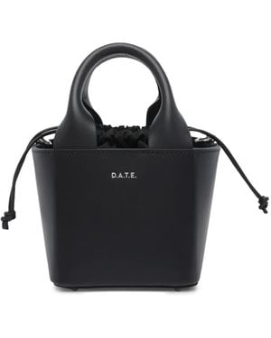 Date Logo Leather Tote Bag - Black