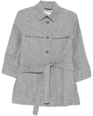 Peserico Veste Ceinturée À Poche Poitrine - Grey