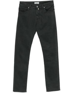 Jacob Cohen Logo-Patch Straight-Leg Pants - Black