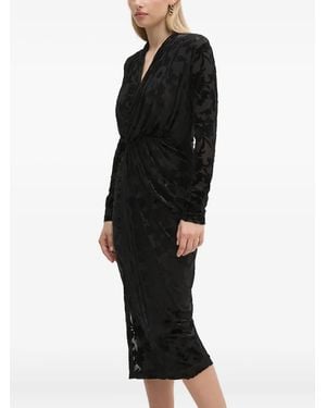 Diane von Furstenberg Floral Long-Sleeve Midi Dress - Black