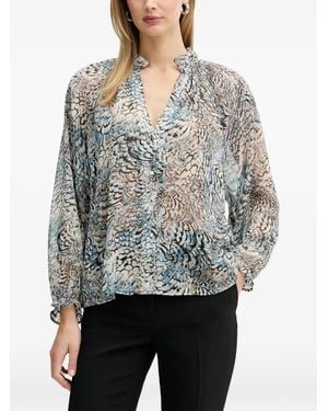 Morgan V-Neck Printed Top - Gray