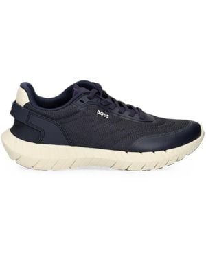 BOSS Baskets -Motion Runn À Bords En Cuir - Blue