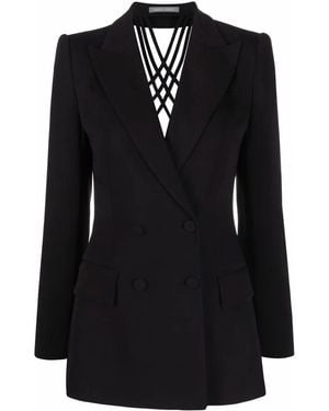 Alberta Ferretti Strappy-Back Double-Breasted Blazer - Black