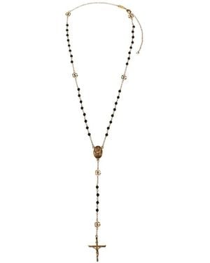 Dolce & Gabbana Dg Logo-Plaque Religious-Motif Necklace - White