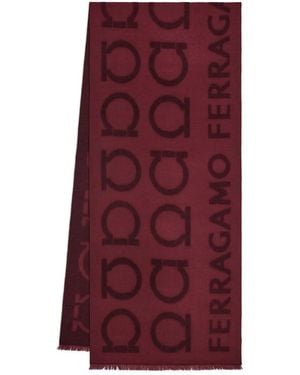 Ferragamo Gancini Jacquard Logo Scarf - Purple