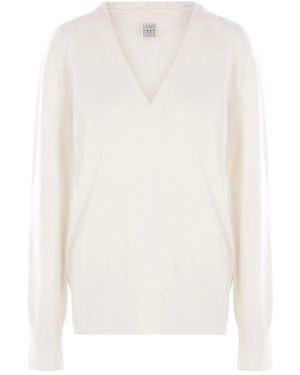 TOTEME V-Neck Cashmere Sweater - White
