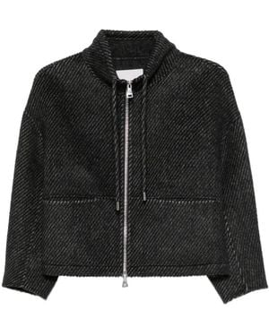 ERMANNO FIRENZE Drawstring-Neck Ribbed-Knit Jacket - Black