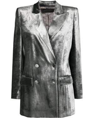 Alberta Ferretti Double-Breasted Velvet Jacket - Gray