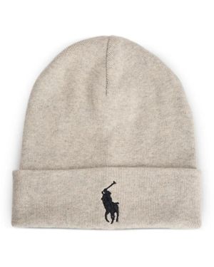 Polo Ralph Lauren Pony-Logo Beanie Hat - Natural