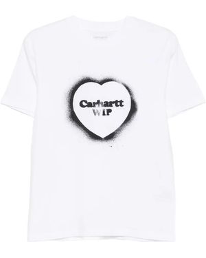 Carhartt Spray Heart Logo-Print T-Shirt - White