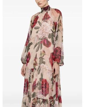 Nissa Robe Longue À Fleurs - Rose