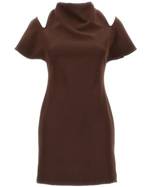 FEDERICA TOSI Cold-Shoulder Cowl-Neck Mini Dress - Brown