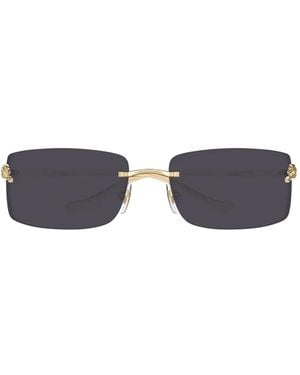 Cartier Panthère De Rectangle-Frame Sunglasses - White