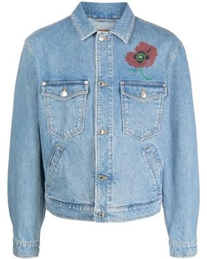 KENZO Floral-Print Trucker Jacket - Blue
