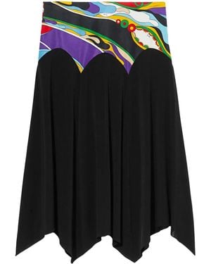 PUCCI Orchidee-Print Detail Midi Skirt - Black