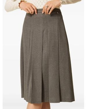 Twinset Actitude Flannel Midi Skirt - Grey