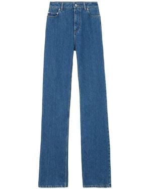 Burberry High-Waisted Straight-Leg Cotton Jeans - Blue