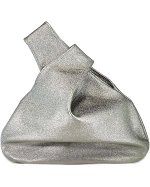 MARY SMALLWOOD Nexus Knotted Metallic Clutch - Grey