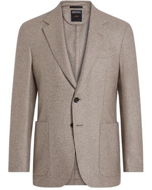 ZEGNA Blazer Con Motivo Pied-De-Poule - Marrone
