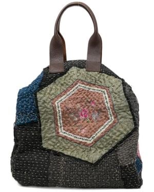 By Walid Embroidered Patchwork Shoulder Bag - Black