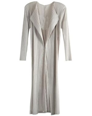 Pleats Please Issey Miyake Monthly Colours January Pleated Notch-Lapel Coat - White