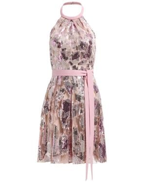 Elie Saab Sequin-Embellished Halterneck Mini Dress - Pink