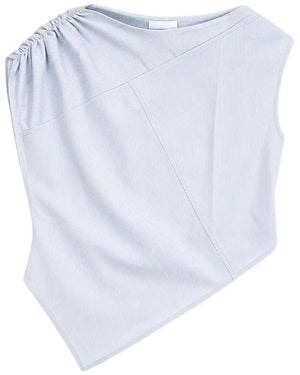 Emergency Room Asymmetric-Hem Pinstriped Top - Blue