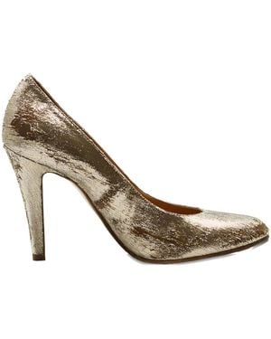 Maison Margiela Destroyed-Effect Leather Court Shoes - Metallic