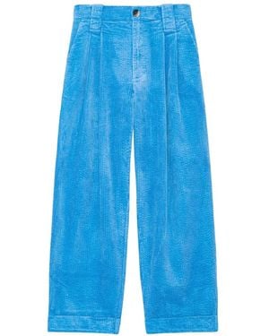 Ganni Pleated Corduroy Pants - Blue