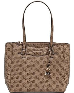 Guess Handtasche mit Logo-Schild - Braun