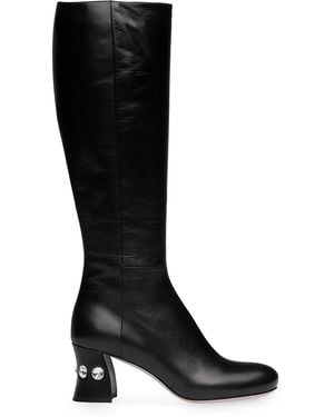 Miu Miu Crystal Embellished Heel Boots - Black