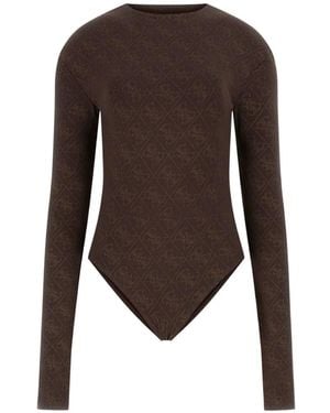 Guess Langärmeliger Body Mit Logo-Print - Braun