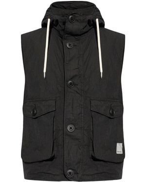 Emporio Armani フーデッド ベスト - ブラック