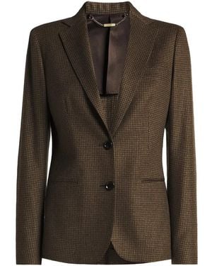 Kiton Houndstooth Single-Breasted Blazer - Brown