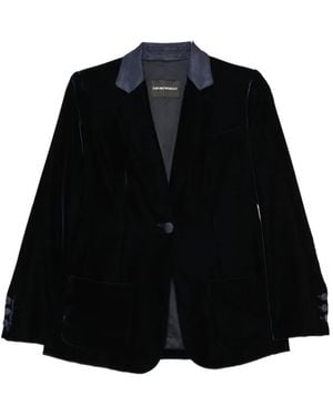 Emporio Armani Velvet Single-Breasted Jacket - Black