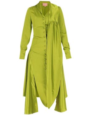 Liya Asymmetric Shirt Dress - Green