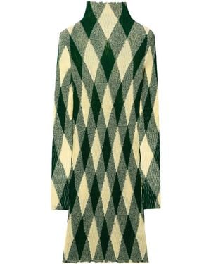 Burberry Argyle Ribbed-Knit Dress - Green